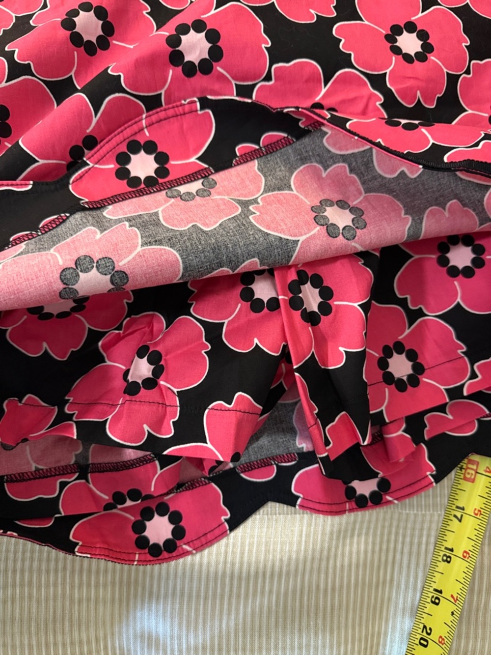 Golftini Black Mini Skirt with Bright Pink Floral Print - Picture 5 of 9